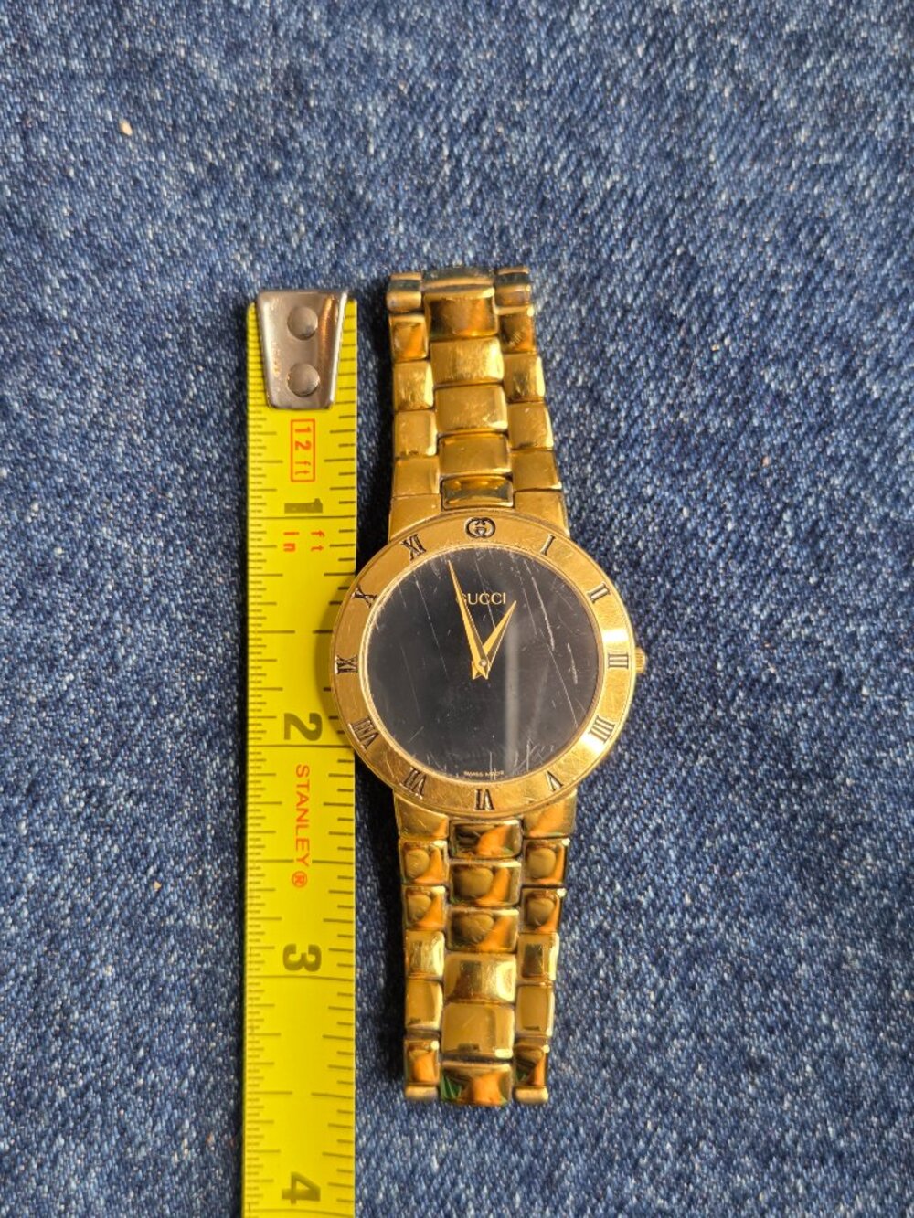 Vintage - Men's Gucci 3300.2.M 18K Gold Plated Watch - Roman Numeral Bezel - Picture 4 of 9